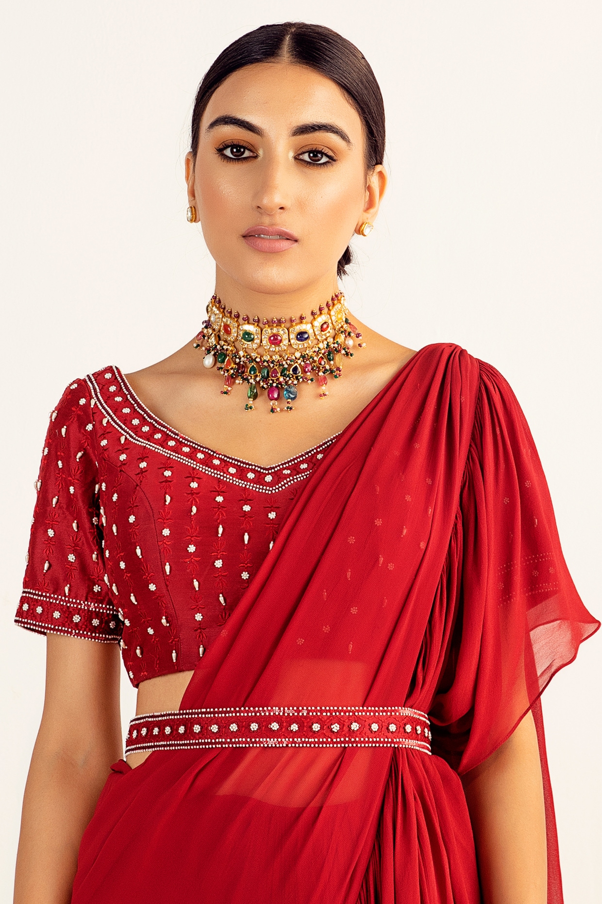 Red Chanderi Saree - Saree Blouse Patterns