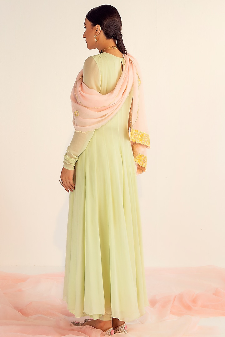 Mint Green Viscose Georgette Wedding Anarkali Set by Keosha at Pernia's Pop Up Shop