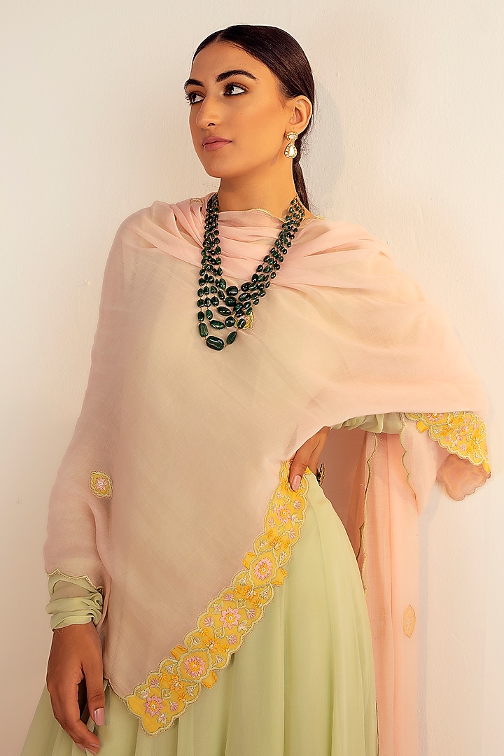 Mint Green Viscose Georgette Wedding Anarkali Set by Keosha at Pernia's Pop Up Shop