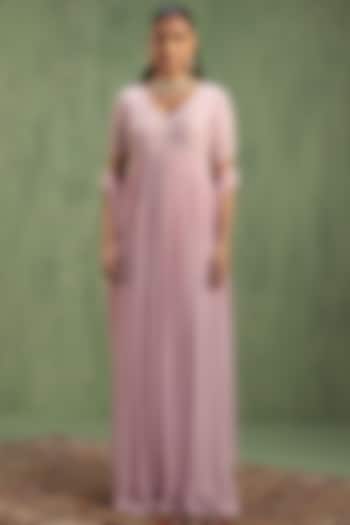 Blush Pink Georgette Resham Embellished Party Wear Anarkali With Dupatta by Keosha at Pernia's Pop Up Shop