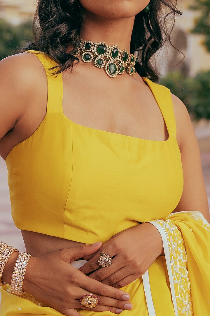 Yellow Silk Chanderi Blouse by Keosha at Pernia's Pop Up Shop