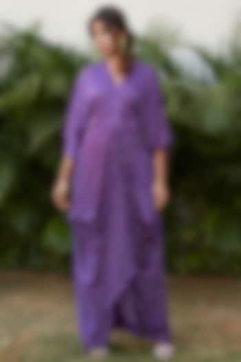 Violet Printed Cowl Dress by Ruchira Nangalia