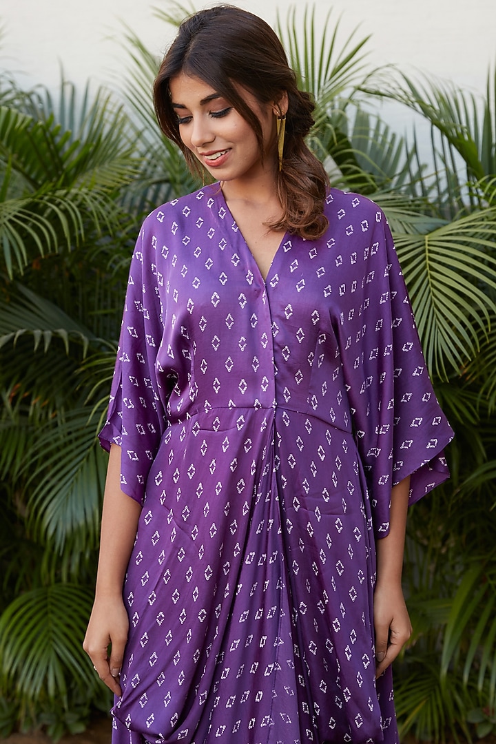 Violet Printed Cowl Summer Dress by Ruchira Nangalia at Pernia's Pop Up Shop
