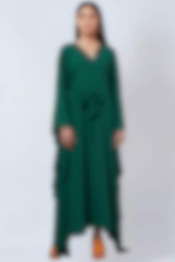 Pine Green Polyester Crepe Kaftan by First Resort by Ramola Bachchan