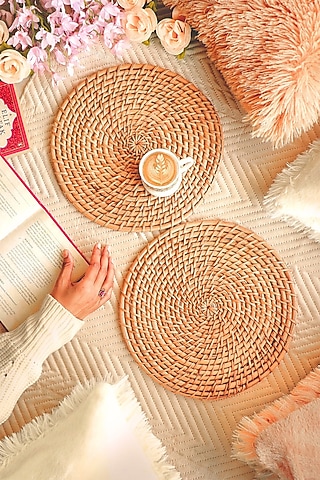 Beige Natural Cane Placemat by Karighar - House of Indian Craftsmanship