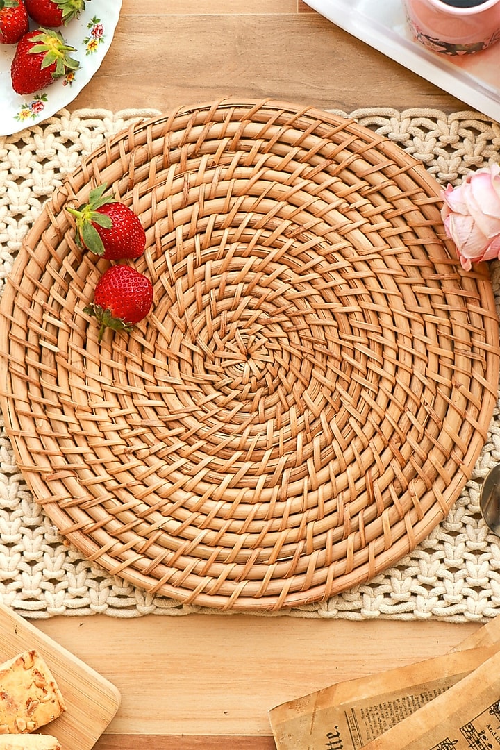 Beige Natural Cane Placemat by Karighar - House of Indian Craftsmanship at Pernia's Pop Up Shop