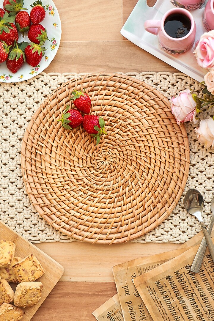 Beige Natural Cane Placemat by Karighar - House of Indian Craftsmanship at Pernia's Pop Up Shop