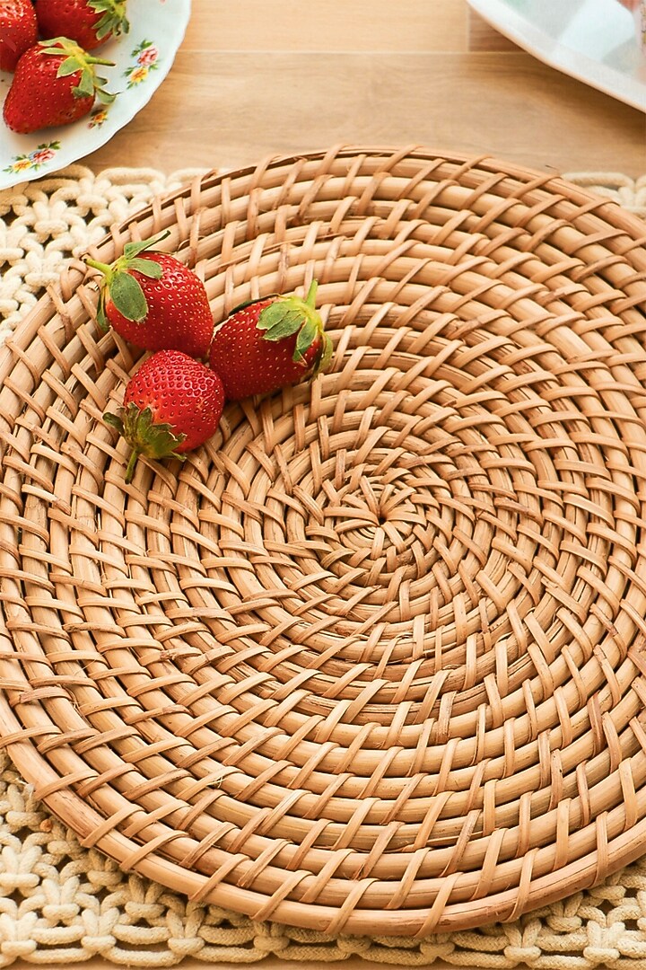 Beige Natural Cane Placemat by Karighar - House of Indian Craftsmanship at Pernia's Pop Up Shop