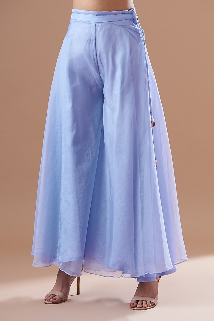 Digital Blue Chanderi Party Wear Sharara Set by KAIA at Pernia's Pop Up Shop