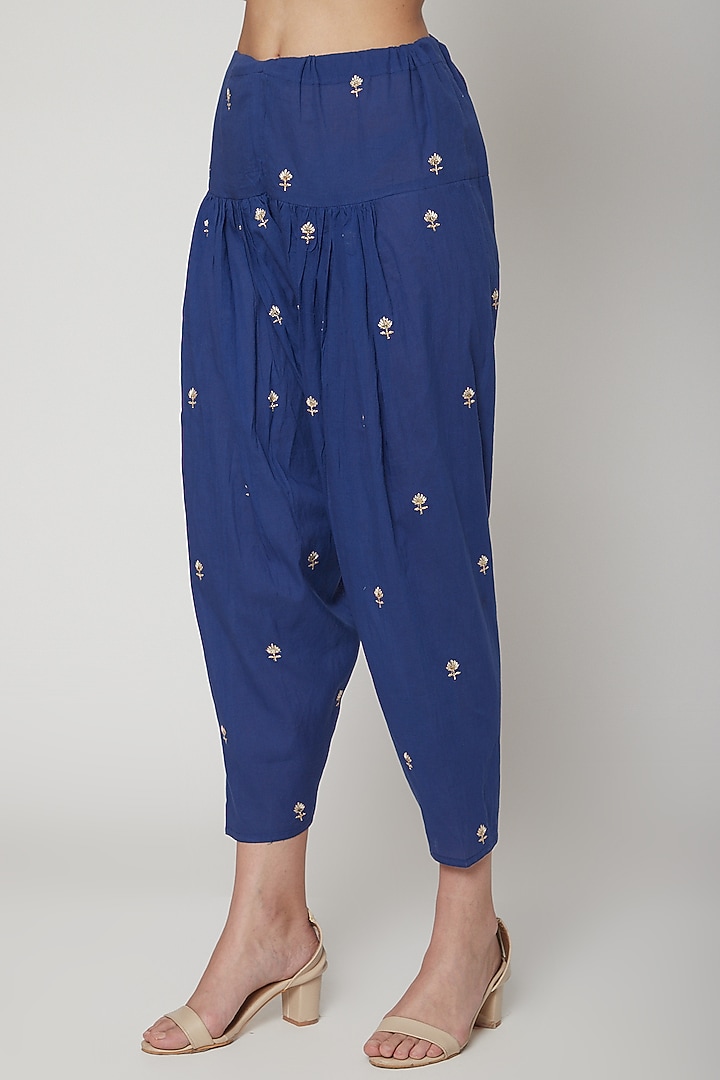 Cobalt Blue Embroidered Kurta Set by KAIA at Pernia's Pop Up Shop