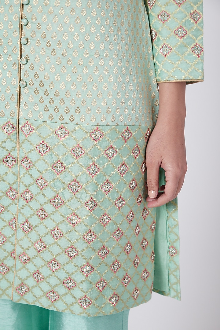 Sage Green Embellished Kurta Set by KAIA at Pernia's Pop Up Shop