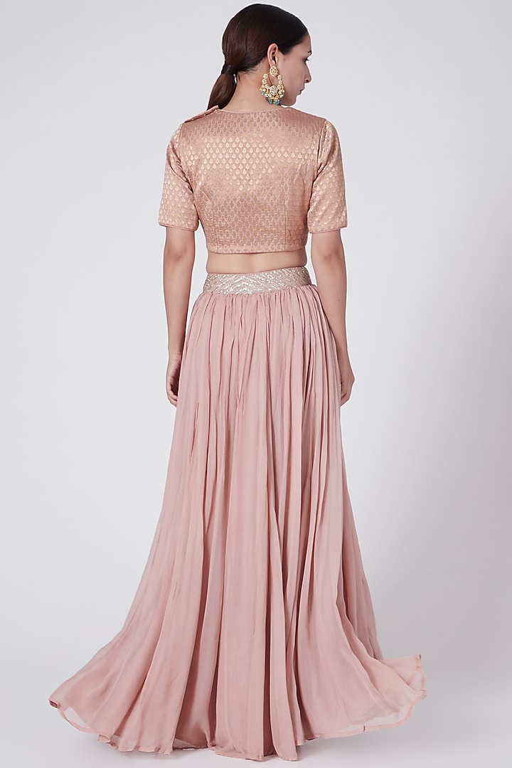 Dusky Pink Embroidered Lehenga Set by KAIA at Pernia's Pop Up Shop