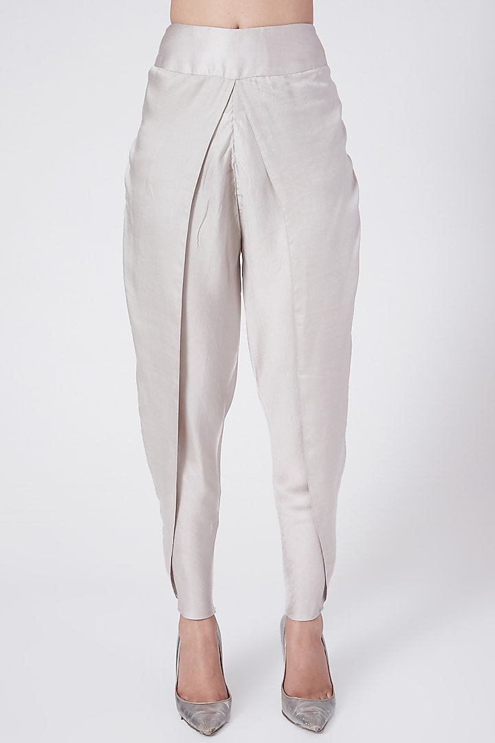 Grey Embroidered Dhoti Pants Set With Cape by KAIA at Pernia's Pop Up Shop