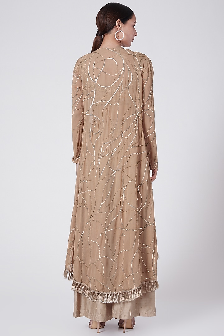 Tea Brown Embellished Palazzo Pant Set by KAIA at Pernia's Pop Up Shop