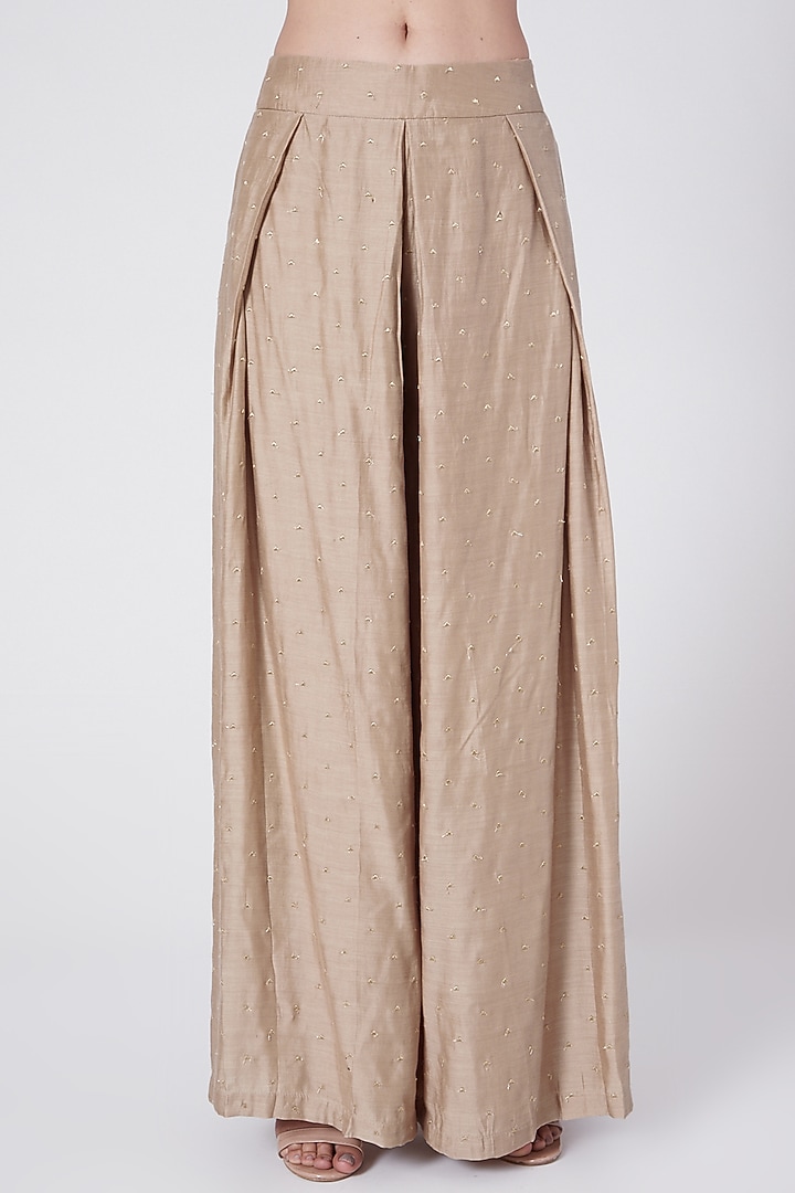 Tea Brown Embellished Palazzo Pant Set by KAIA at Pernia's Pop Up Shop