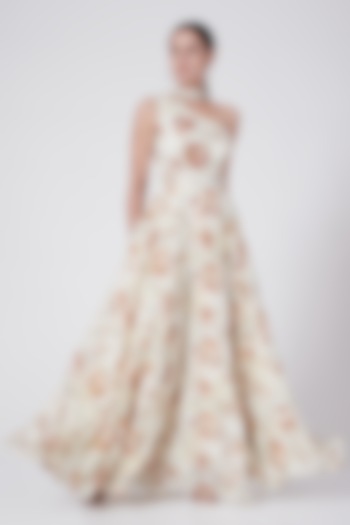 Off White Embroidered Maxi Dress With Belt by KAIA at Pernia's Pop Up Shop