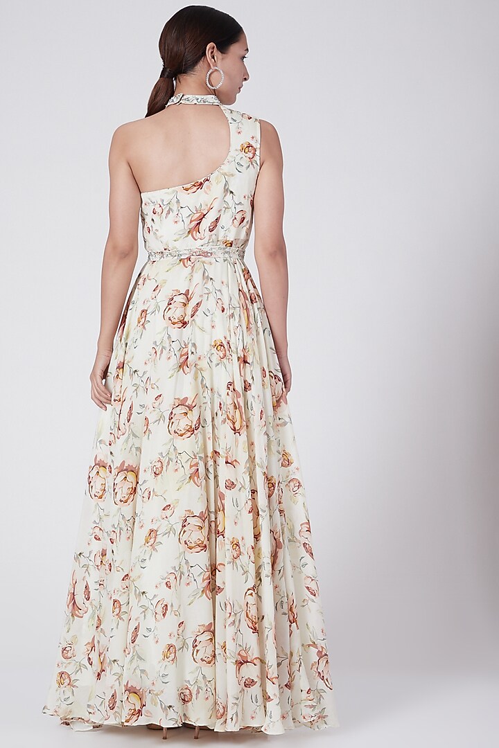 Off White Embroidered Maxi Vacation Dress With Belt by KAIA at Pernia's Pop Up Shop