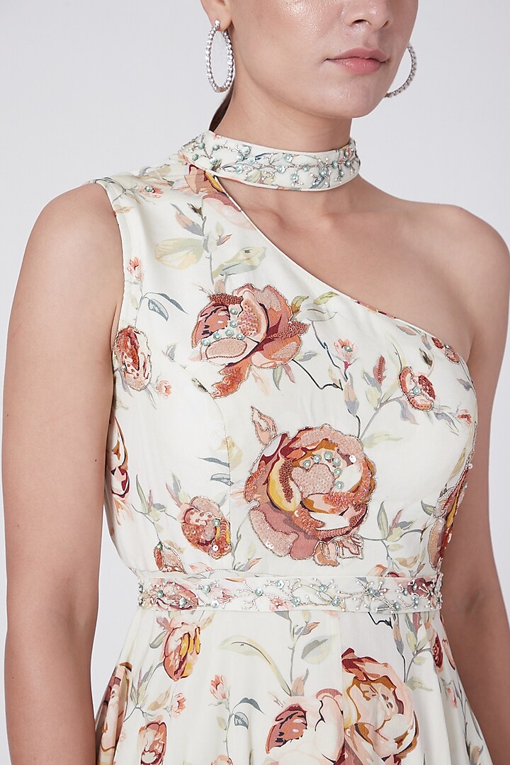 Off White Embroidered Maxi Vacation Dress With Belt by KAIA at Pernia's Pop Up Shop