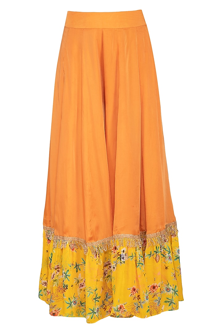 Rust Orange Embroidered & Printed Wedding Sharara Set by KAIA at Pernia's Pop Up Shop
