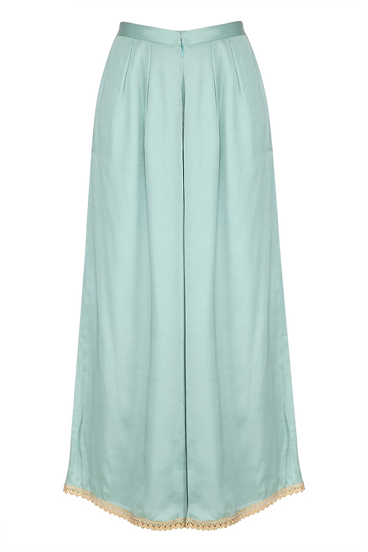 Royal Blue Embroidered Kurta With Aqua Blue Palazzo pants by KAIA at Pernia's Pop Up Shop