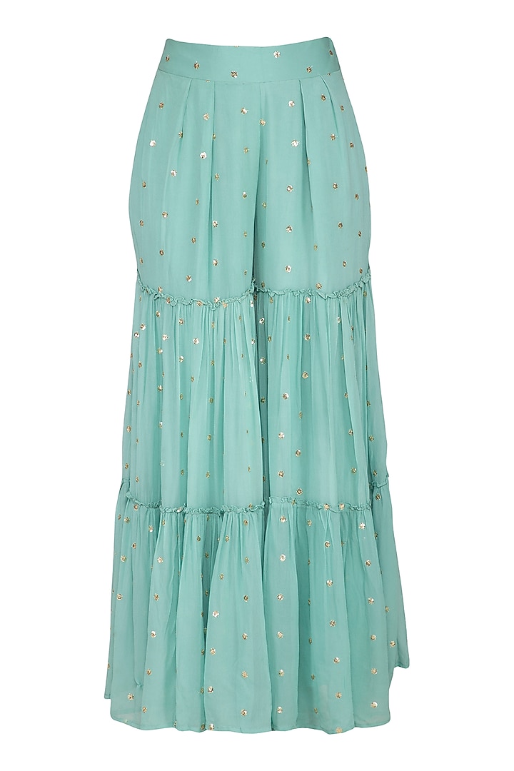 Turquoise Embroidered Wedding Sharara Set by KAIA at Pernia's Pop Up Shop