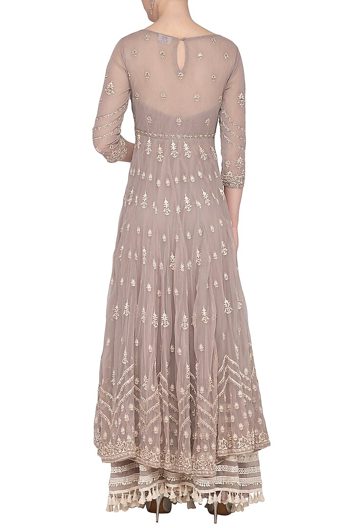 Dusky Lavender Embroidered Wedding Anarkali Sharara Set by KAIA at Pernia's Pop Up Shop