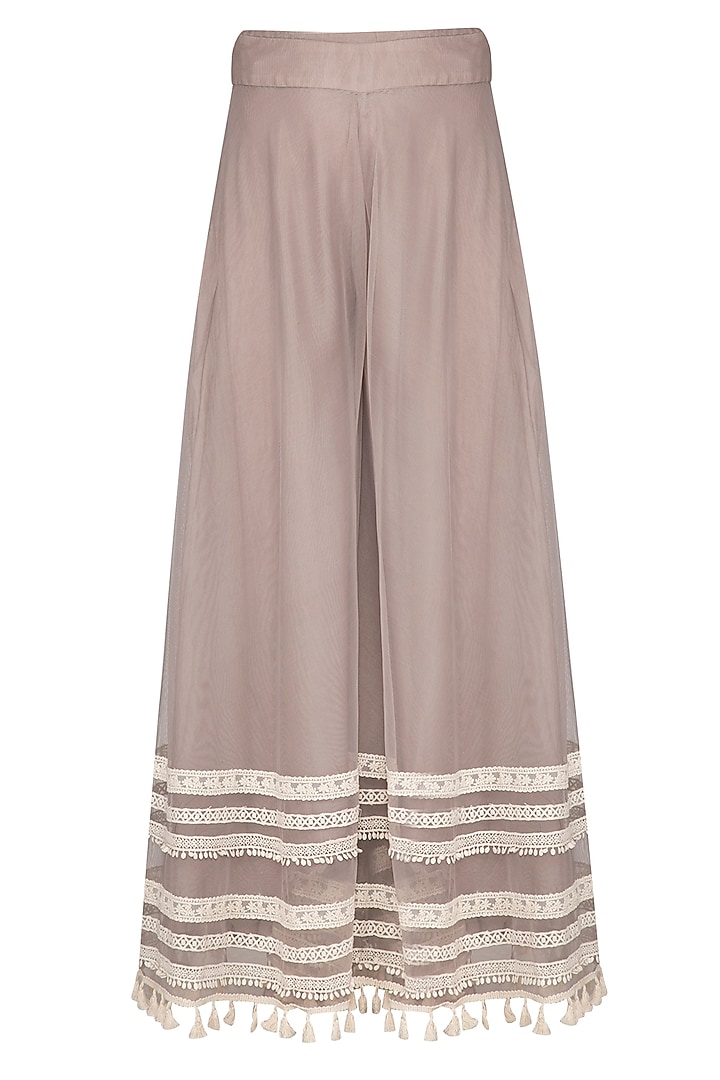 Dusky Lavender Embroidered Wedding Anarkali Sharara Set by KAIA at Pernia's Pop Up Shop