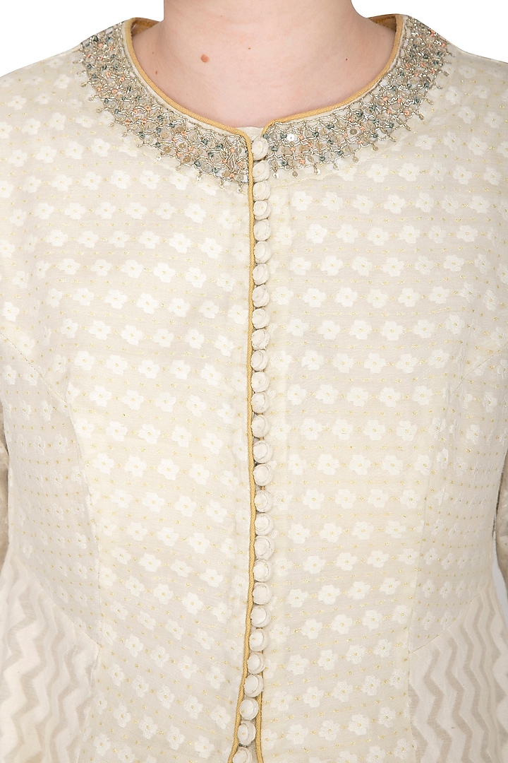 Off White Embroidered Party Wear Anarkali Set by KAIA at Pernia's Pop Up Shop