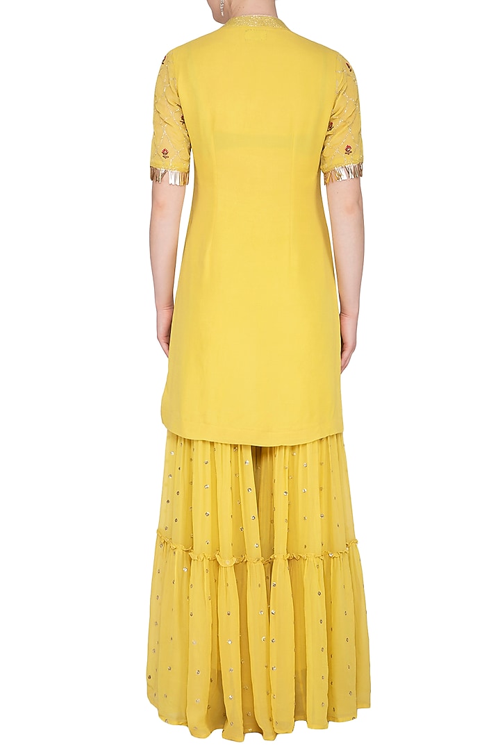 Yellow Embroidered Wedding Sharara Set by KAIA at Pernia's Pop Up Shop