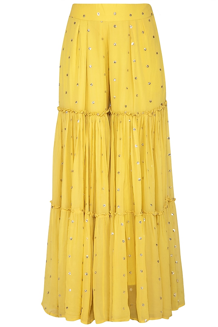 Yellow Embroidered Wedding Sharara Set by KAIA at Pernia's Pop Up Shop