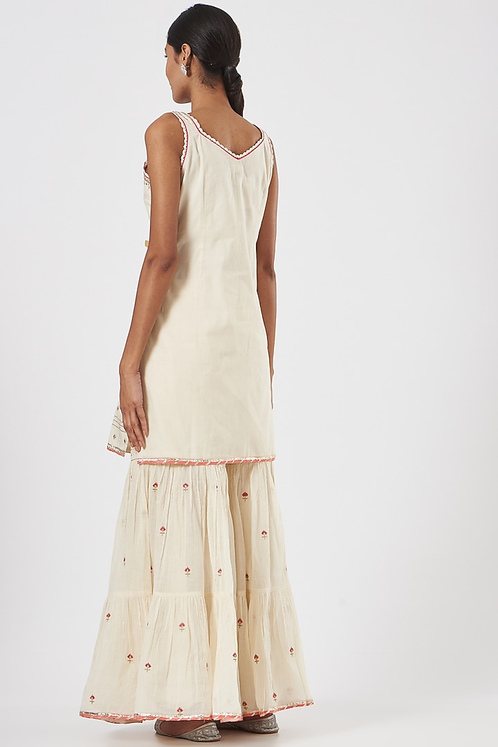 Off-White Cotton Gharara Set by KAIA at Pernia's Pop Up Shop