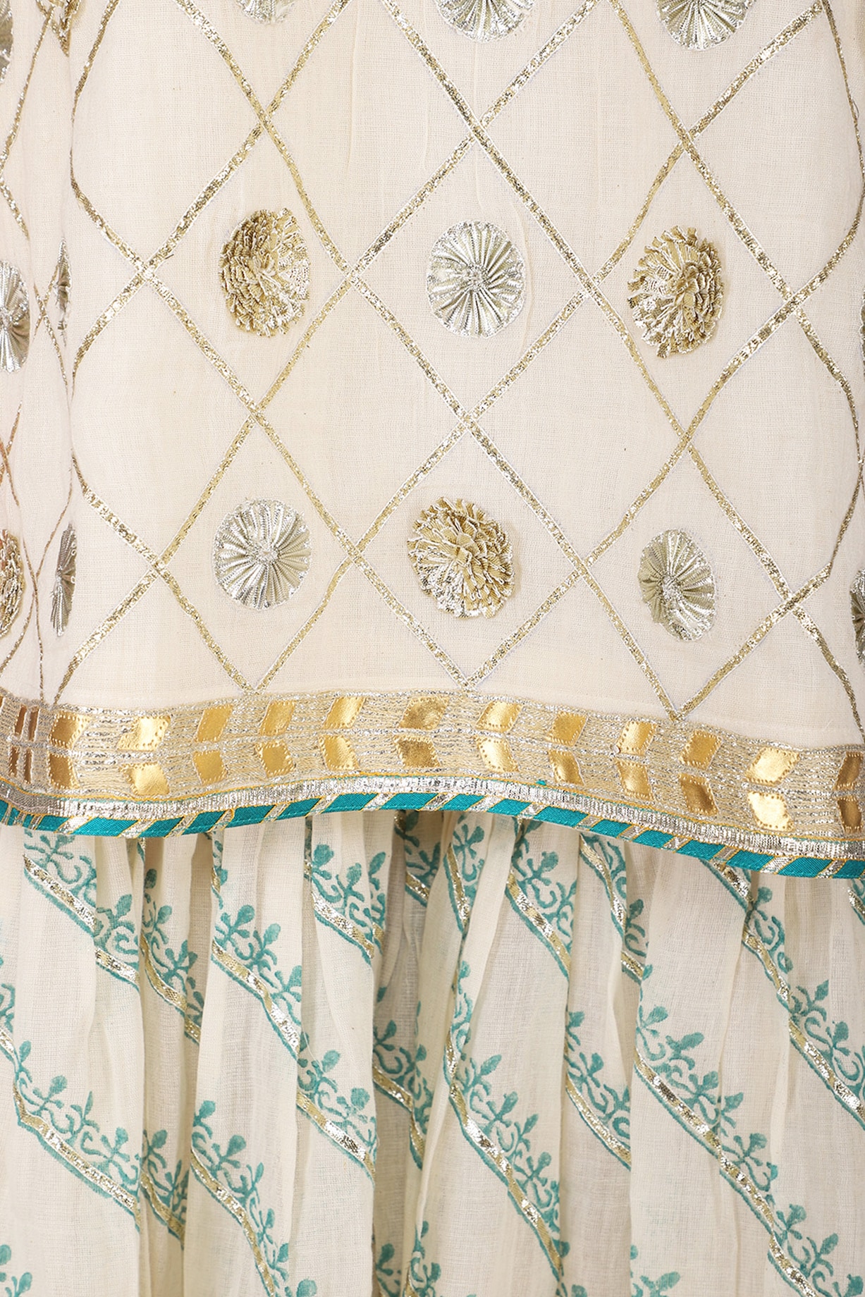 Off-White Printed Rayon Gharara