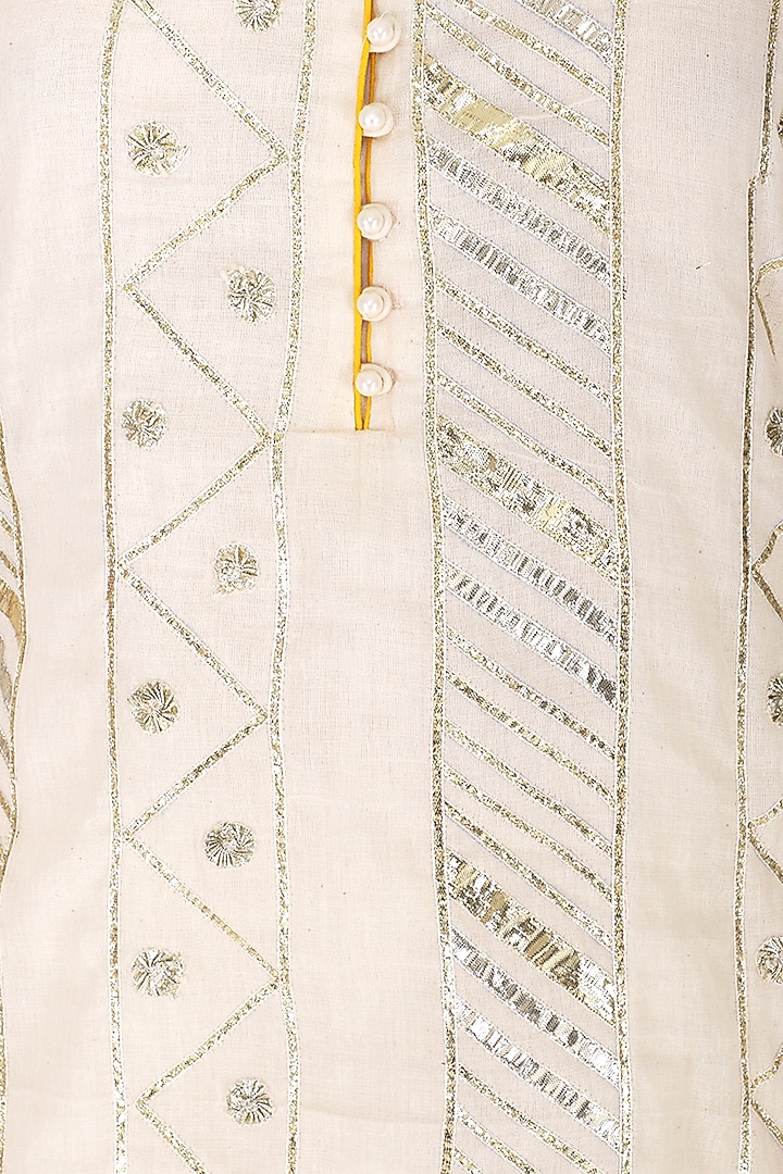 Off White Embroidered Printed Party Wear Sharara Set by KAIA at Pernia's Pop Up Shop