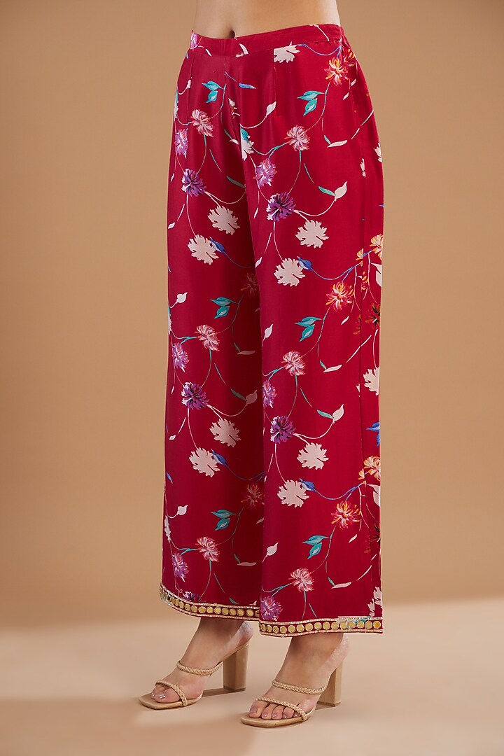 Reddish Pink Chanderi Silk Embroidered Kurta Set by KAIA at Pernia's Pop Up Shop