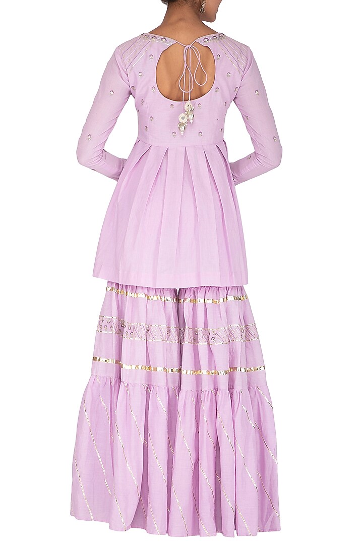 Mauve Embroidered Printed Gharara Set by KAIA at Pernia's Pop Up Shop