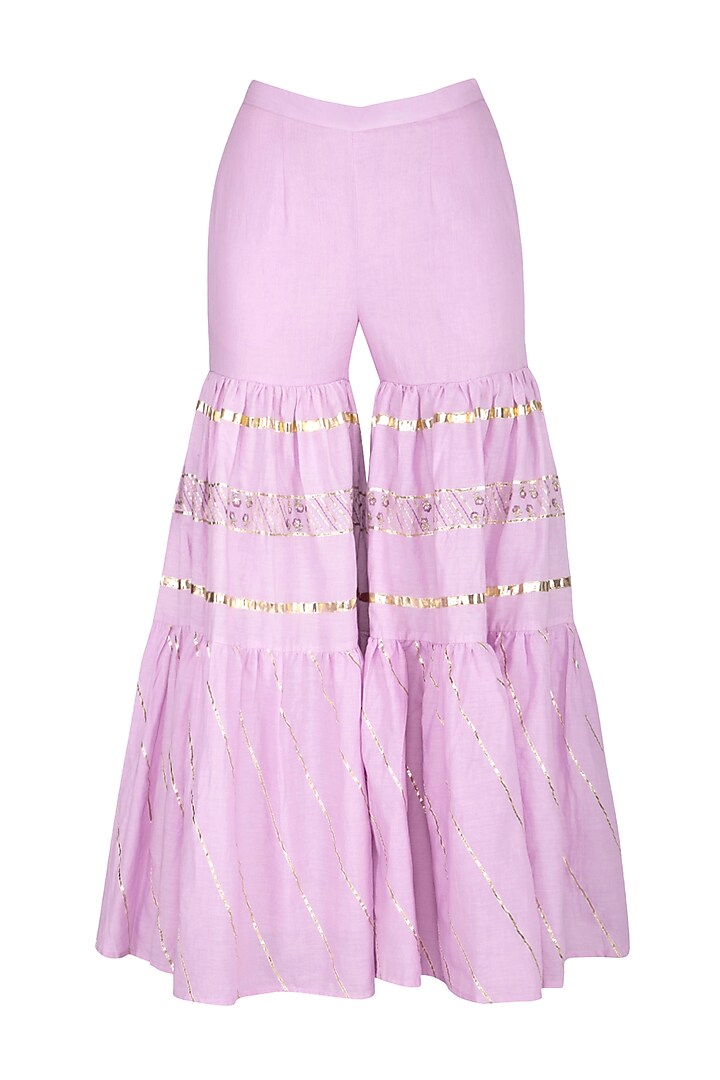 Mauve Embroidered Printed Gharara Set by KAIA at Pernia's Pop Up Shop