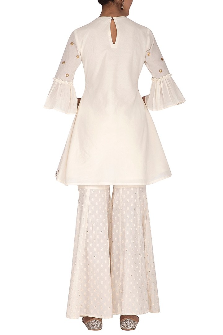 White Embroidered Kurta With Gharara by KAIA at Pernia's Pop Up Shop