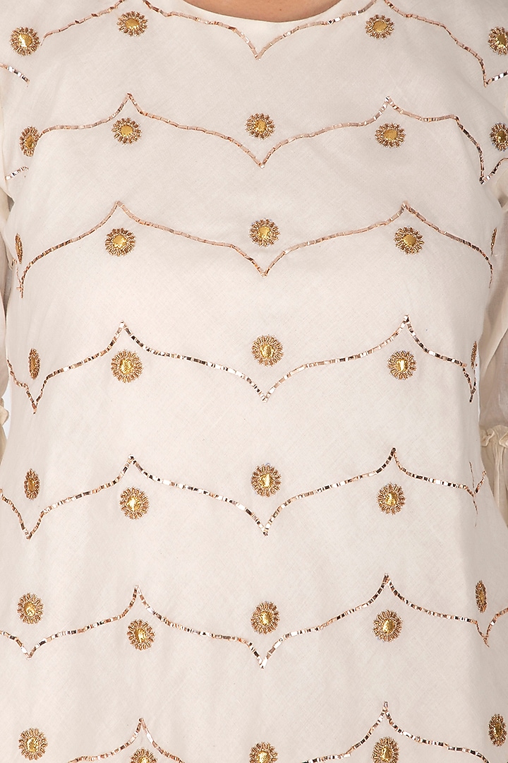 White Embroidered Kurta With Gharara by KAIA at Pernia's Pop Up Shop