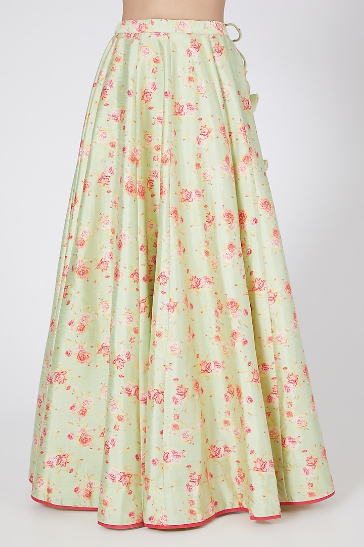 Sea Green Floral Printed Wedding Lehenga Set by KAIA at Pernia's Pop Up Shop