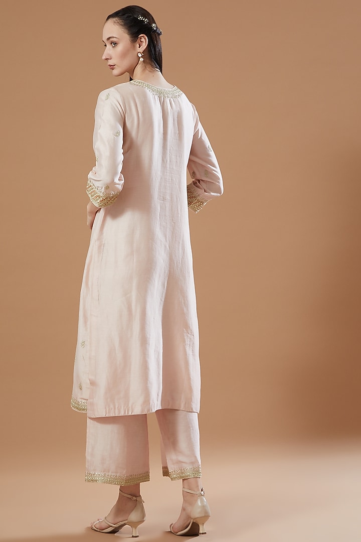 Light Gold Embroidered Kurta Set by KAIA at Pernia's Pop Up Shop