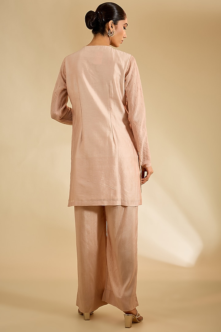 Taupe Gold Silk Zardosi Work Kurta Set by KAIA at Pernia's Pop Up Shop