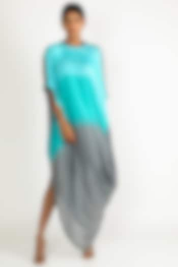 Ferozi Blue & Grey Dyed Dress by Karigar & Co. at Pernia's Pop Up Shop