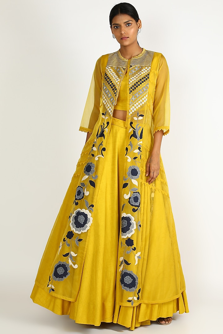 Yellow Embroidered Wedding Lehenga Set by Karigar & Co. at Pernia's Pop Up Shop