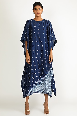 Navy Blue Printed Kaftan by Karigar & Co.