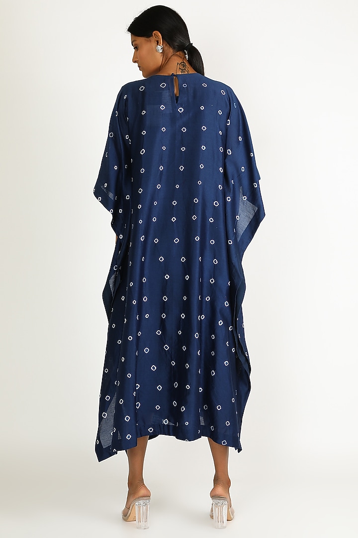 Navy Blue Printed Kaftan by Karigar & Co. at Pernia's Pop Up Shop