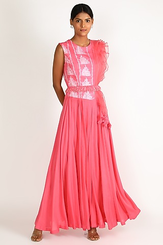Fuchsia Shibori Dyed Jumpsuit by Karigar & Co.