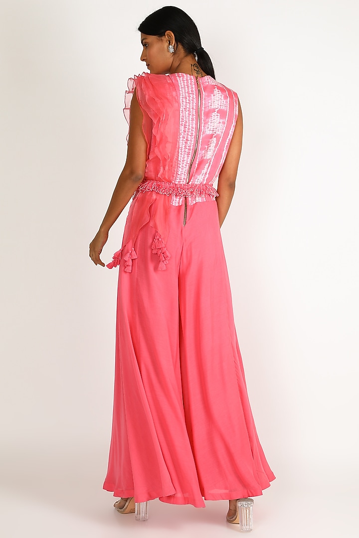 Fuchsia Shibori Dyed Jumpsuit by Karigar & Co. at Pernia's Pop Up Shop