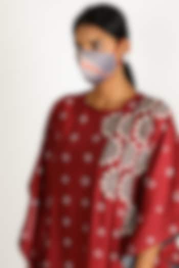 Grey & Red Shibori Dyed Mask by Karigar & Co.
