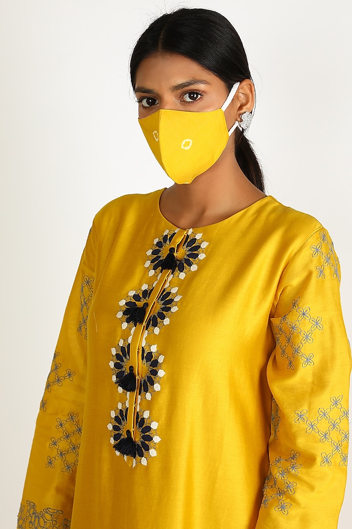 Yellow Tie-Dyed Mask by Karigar & Co.