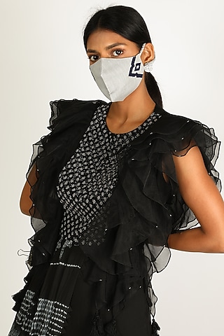 Grey Embroidered Mask by Karigar & Co.